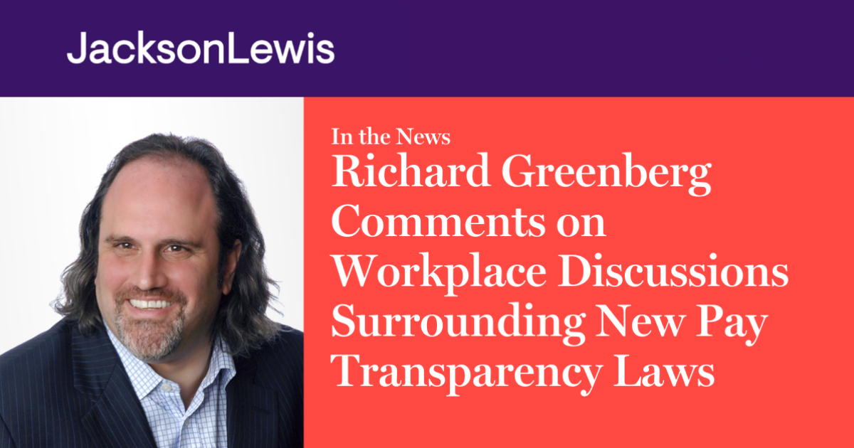 Richard Greenberg Comments on Workplace Discussions Surrounding New Pay